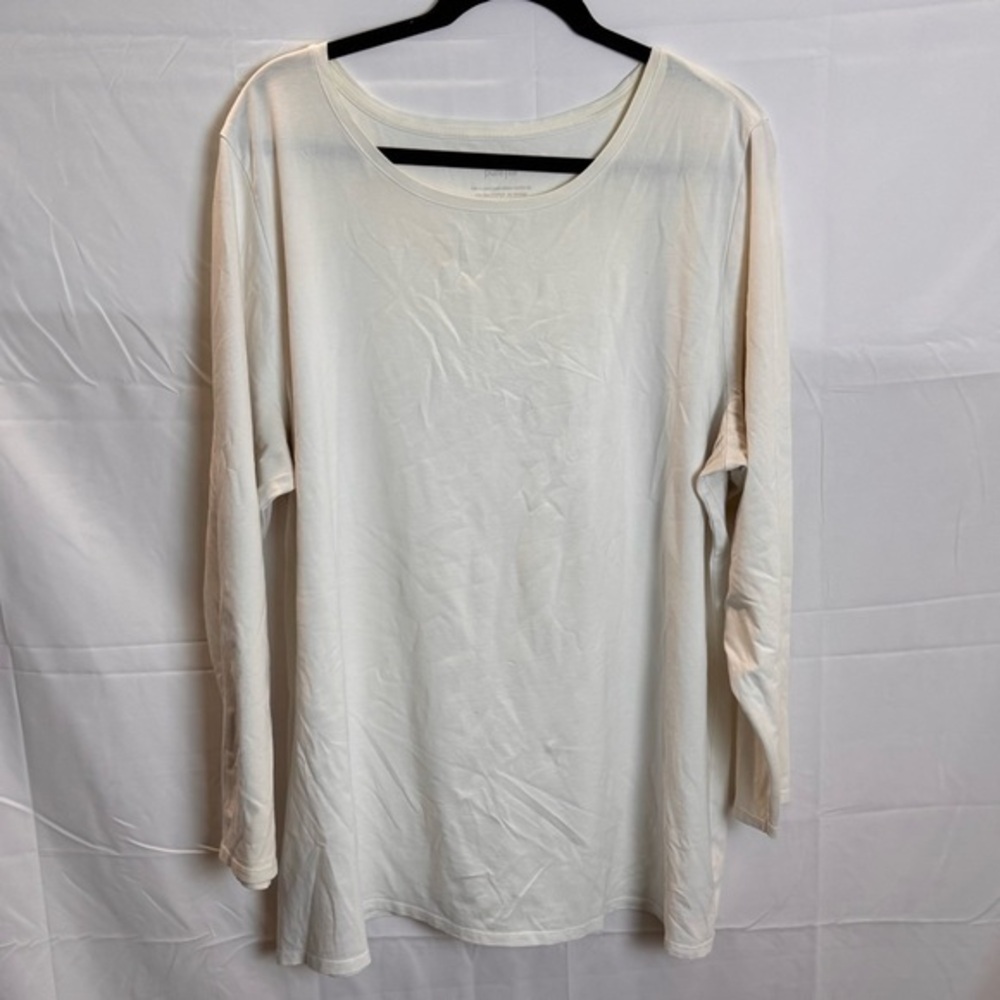 J. Jill Pure Jill Classic Women's Cream Long Sleeve Pima Top - Picture 1 of 9